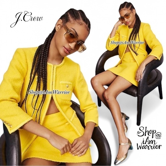J.Crew canary yellow boucle lady jacket + matching mini skirt *shop@iamwarrior - Picture 4 of 16